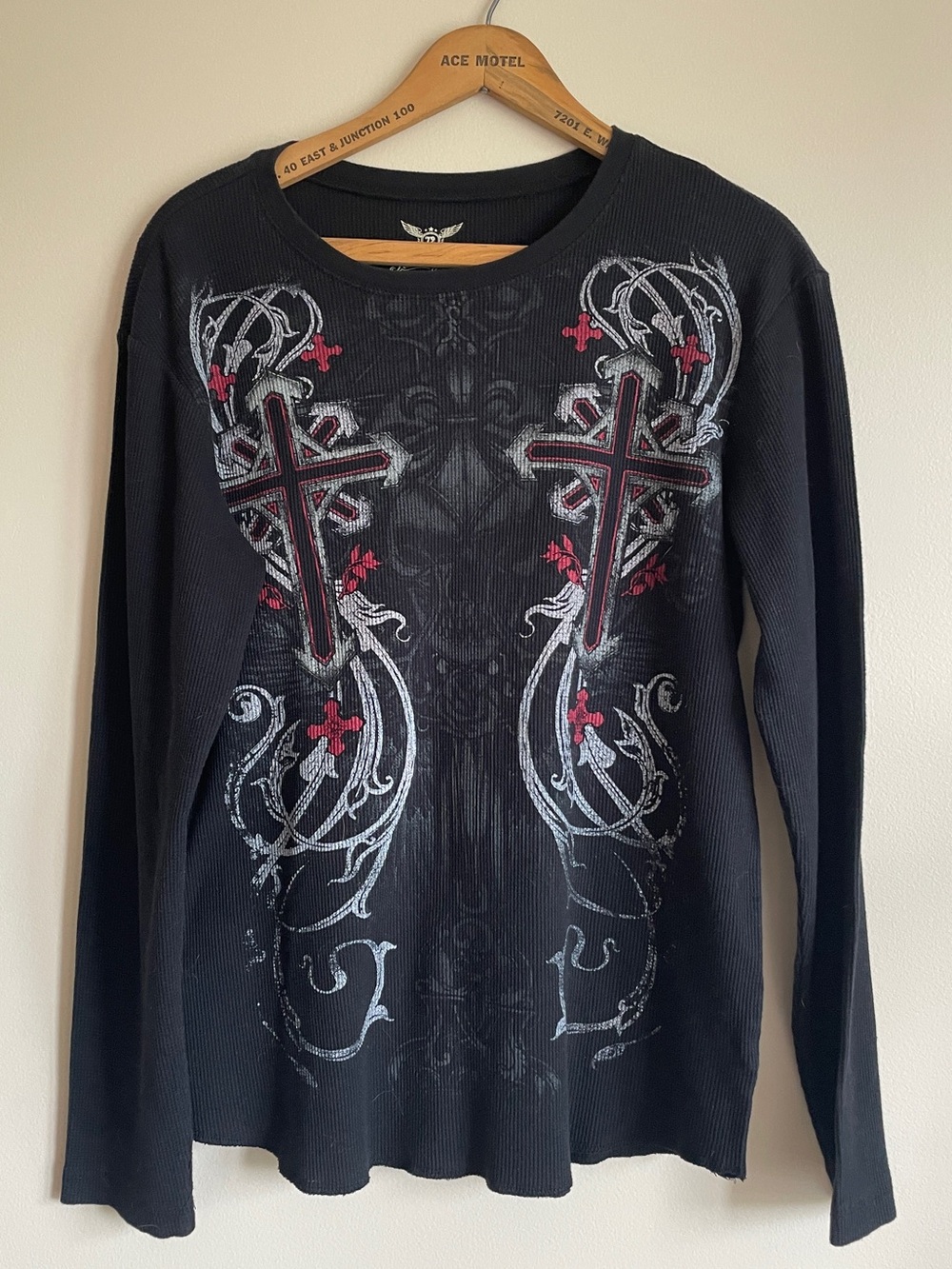 Vintage Y2K Faded Glory gothic waffle long sleeved shirt size large